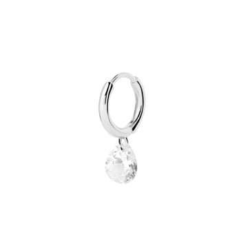 Μονό σκουλαρίκι κρίκος Pdpaola PG02-029-U Essentials Aqua Silver ασημί με κρεμαστό δάκρυ.